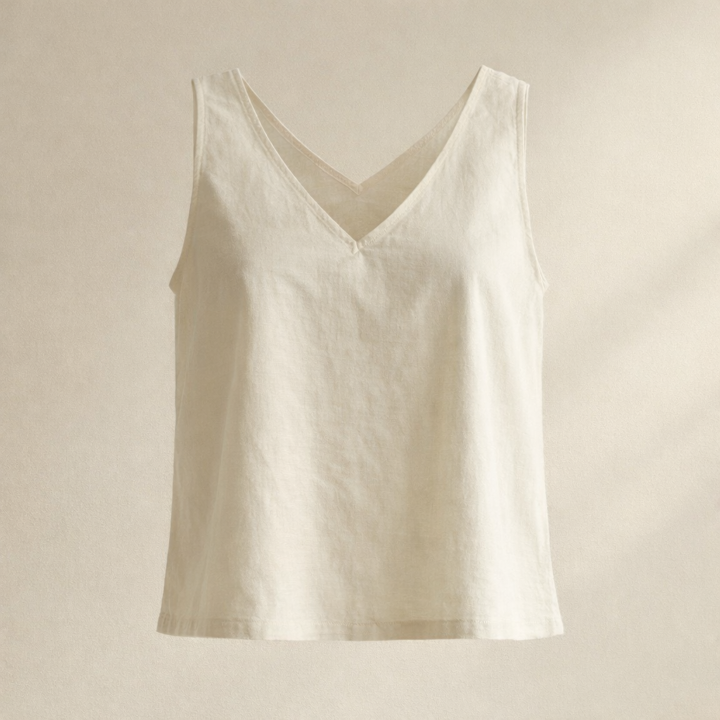 Cream Linen Blend Top – ajaton ja ilmava kesäsuosikki L