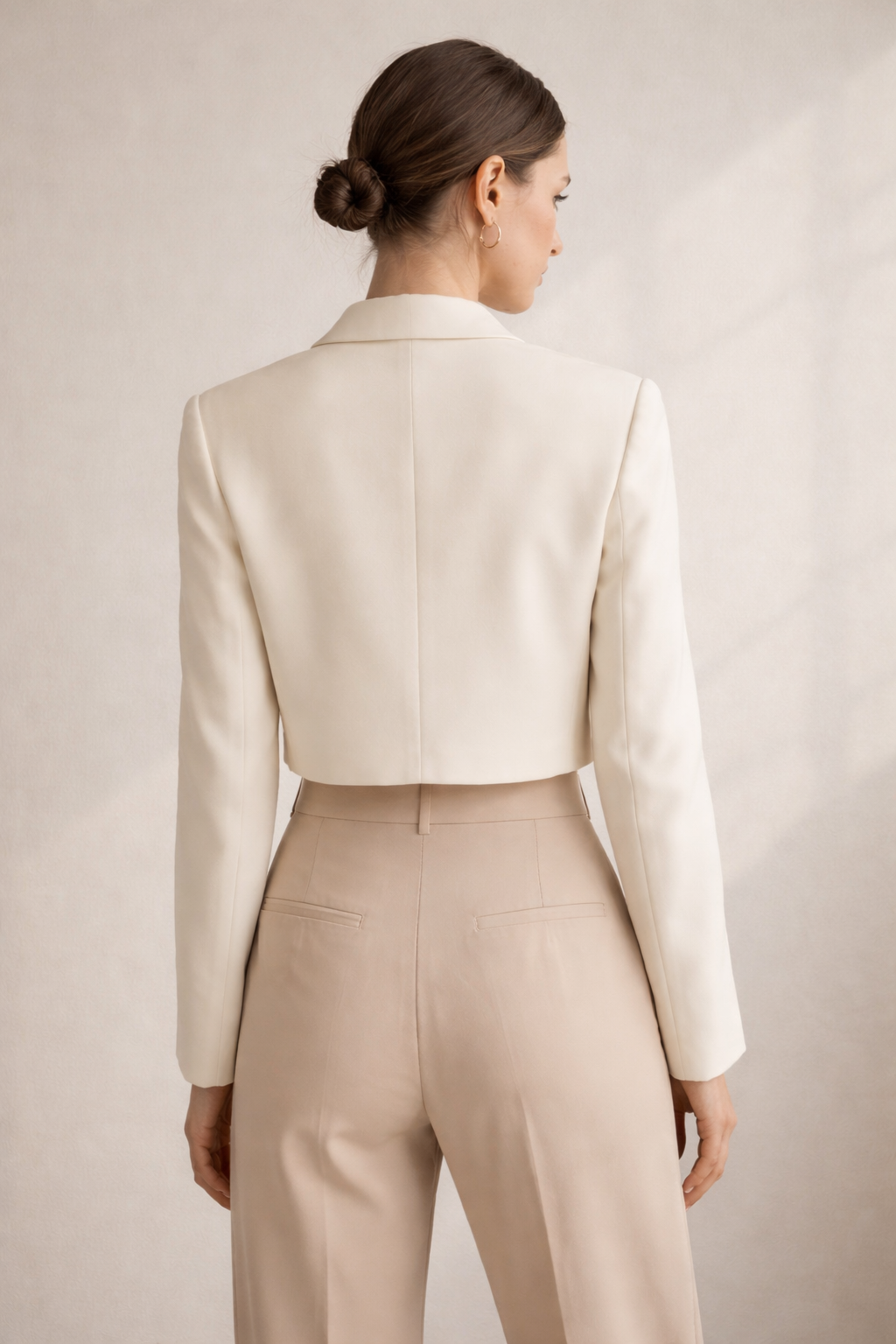 Cream Tailored Cropped Blazer S