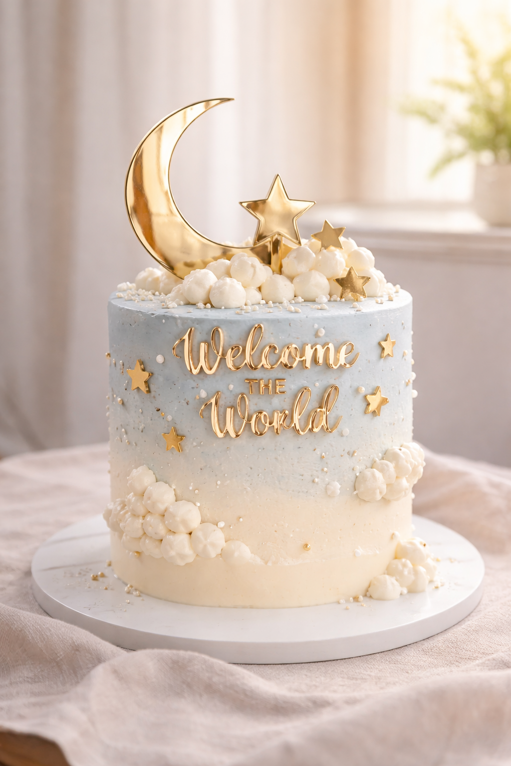 Golden Moon Baby Cake Topper Set – Welcome to the World