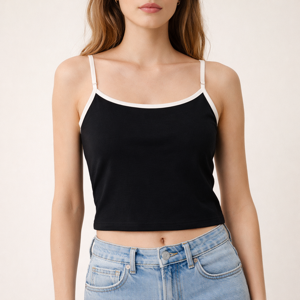 Minimal Contrast Top – Black / Cream (koko M)