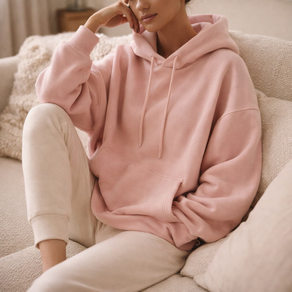 Pehmeä Oversize Hoodie – vaaleanpunainen