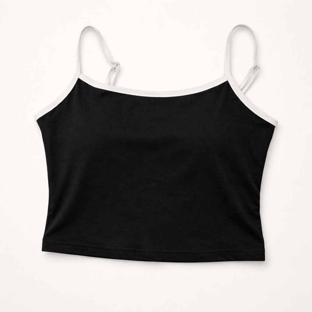 Minimal Contrast Top – Black / Cream (koko M)
