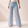 Sky Blue Lace Denim Pants