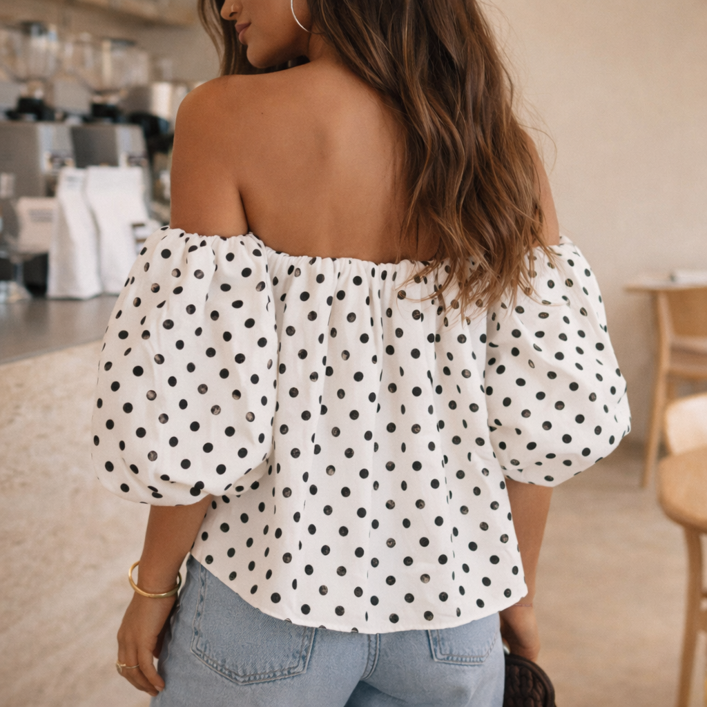 Luna Polka Off-Shoulder -puserow